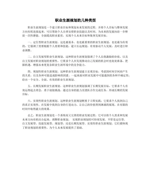 职业生涯规划的几种类型