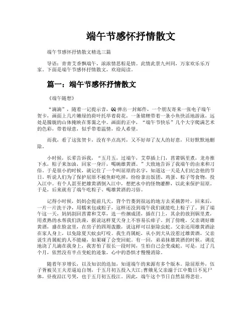 端午节感怀抒情散文