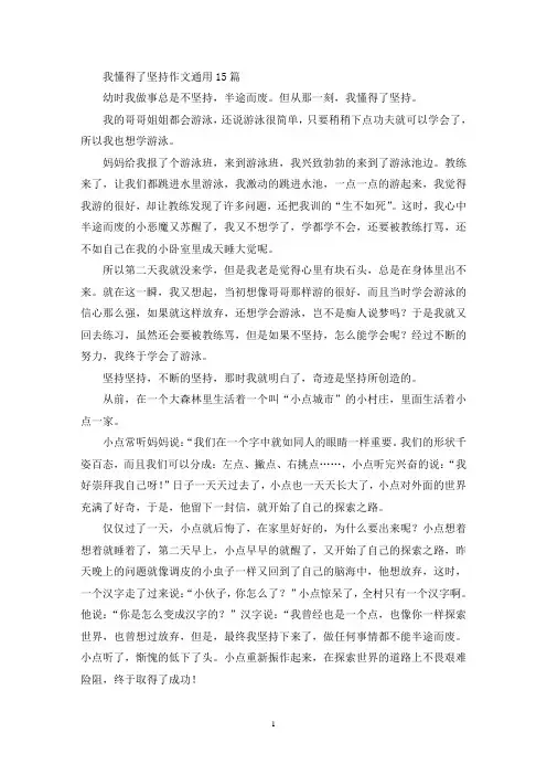 我懂得了坚持作文通用15篇(精选)