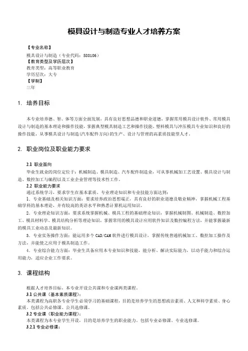 模具设计与制造专业人才培养方案
