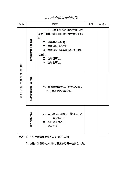 20社会团体成立大会基本议程