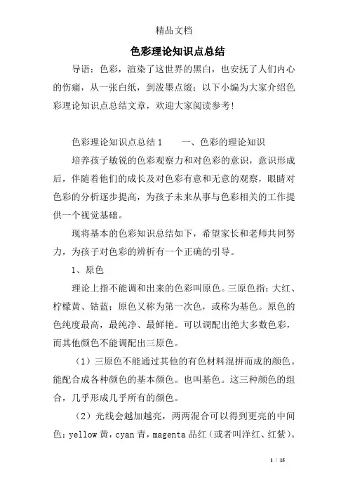 色彩理论知识点总结