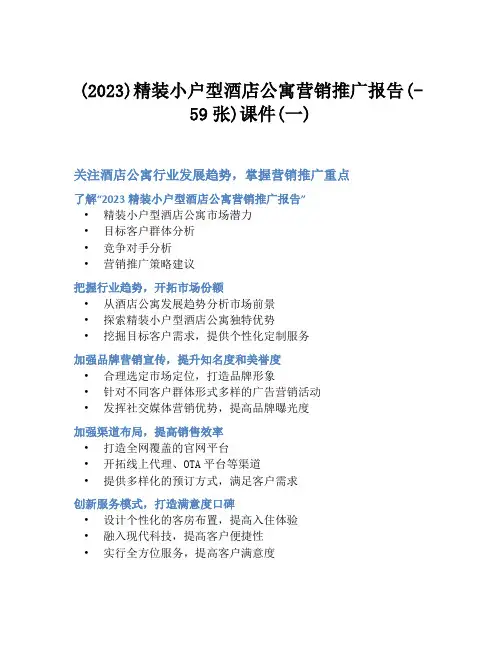 (2023)精装小户型酒店公寓营销推广报告(-59张)课件(一)