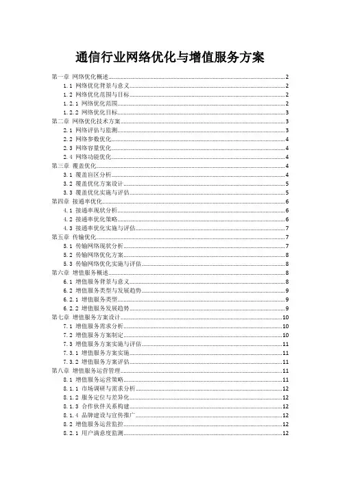 通信行业网络优化与增值服务方案