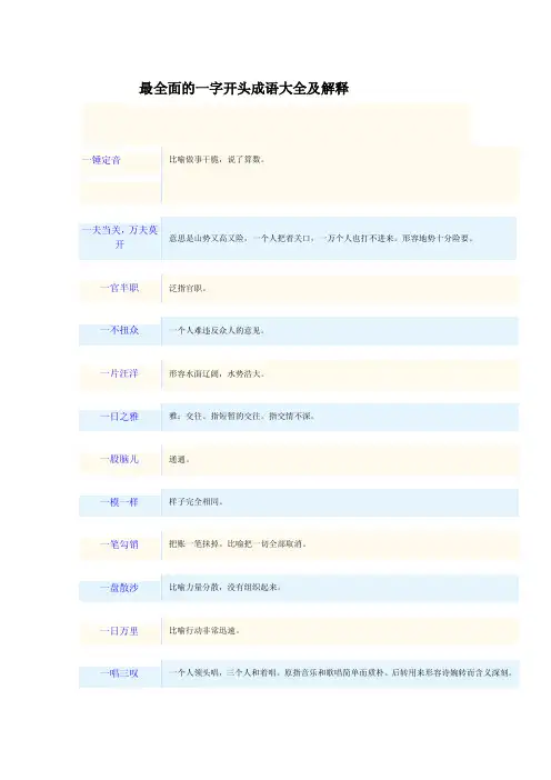 最全面的一字开头成语大全及解释