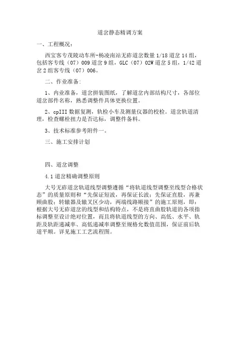 道岔静态精调方案