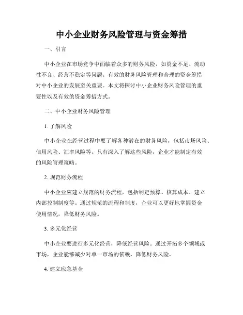 中小企业财务风险管理与资金筹措