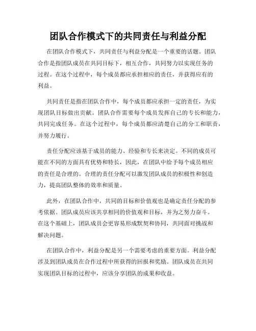 团队合作模式下的共同责任与利益分配