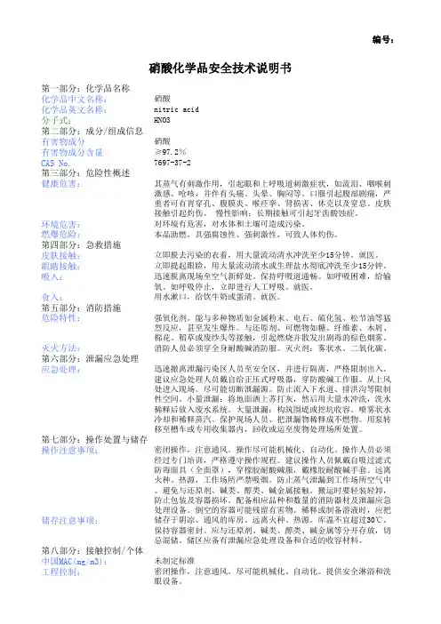 硝酸MSDS