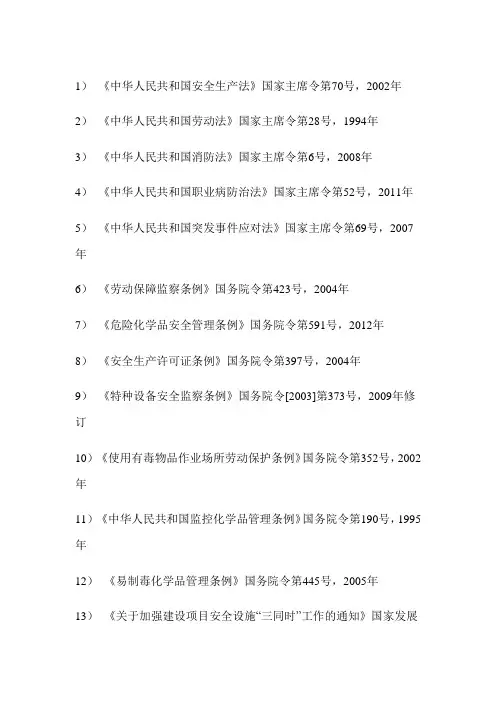法律、法规、规章及范性文件名称