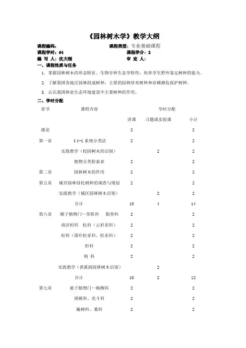 《园林树木学》教学大纲