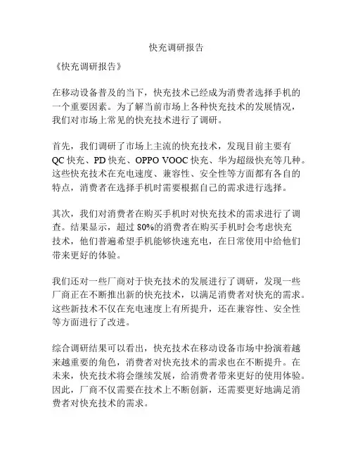 快充调研报告