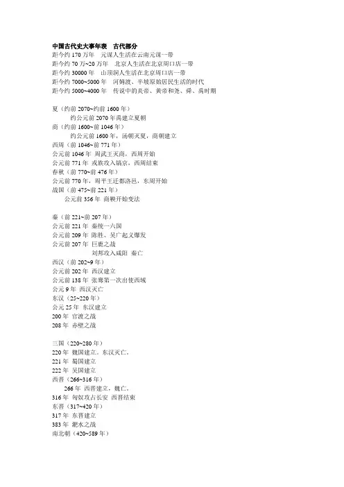 初中历史大事年表(全)