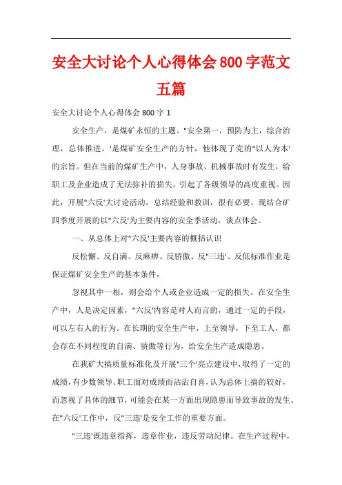 安全大讨论个人心得体会800字范文五篇