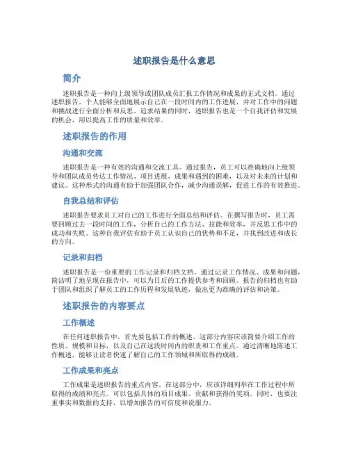 述职报告是什么意思