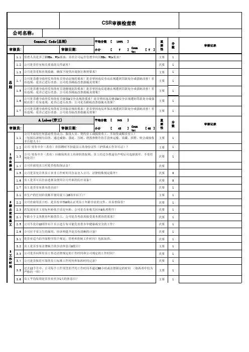CSR审核检查表