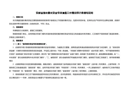 安徽省强农惠农资金专项清理和检查附表和填写说明