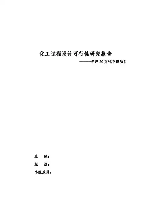 年产20万吨甲醇项目谋划建议书