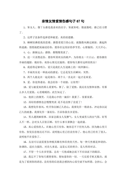 亲情友情爱情伤感句子67句 