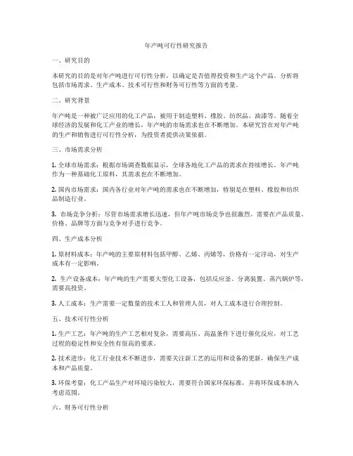 年产吨可行性研究报告