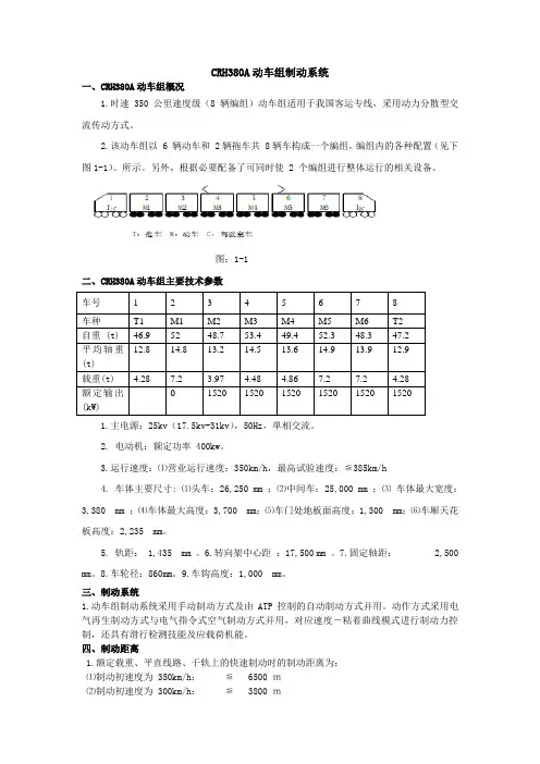 CRH380A动车组制动系统