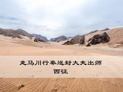 部编版九年级语文下册课外古诗词：走马川行奉送封大夫出师西征