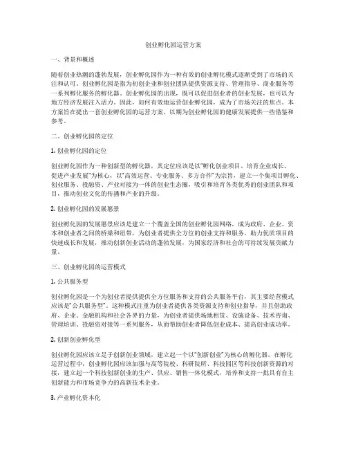 创业孵化园运营方案