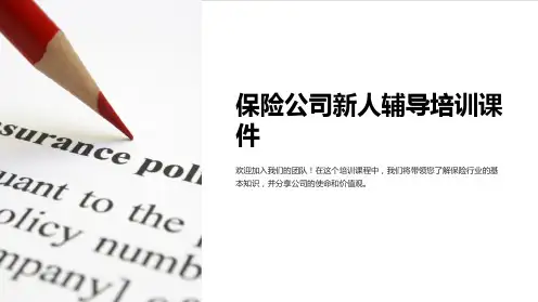 保险公司新人辅导培训课件