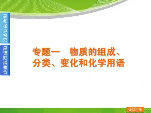 2016【二轮精品】：专题一 物质的组成、分类、变化和化学用语(含13年高考题,50张ppt)