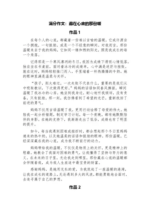 满分作文：藏在心底的那份暖(精选5篇)