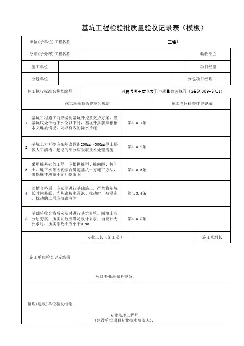 基坑工程检验批质量验收记录表(模板)