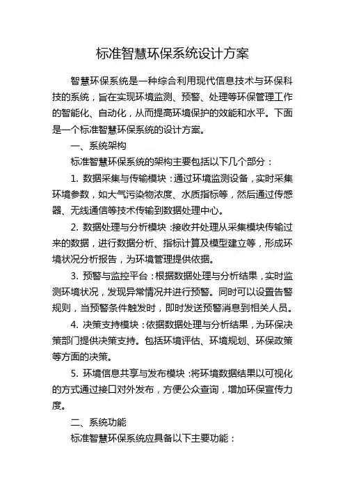 标准智慧环保系统设计方案