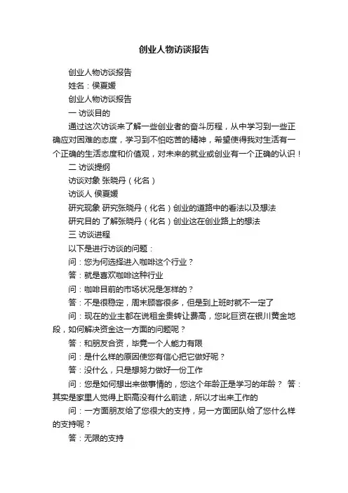 创业人物访谈报告