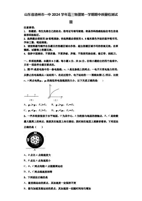 山东省德州市一中2024学年高三物理第一学期期中质量检测试题含解析