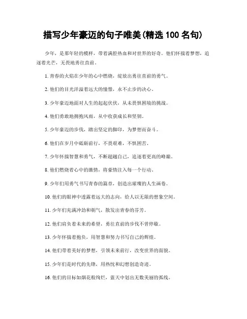 描写少年豪迈的句子唯美(精选100句)