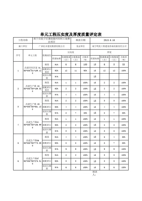 压实度及厚度评定表
