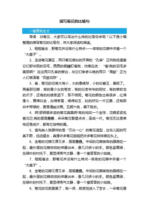 描写菊花的比喻句