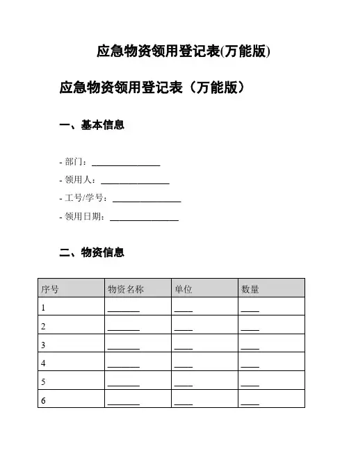 应急物资领用登记表(万能版) 2