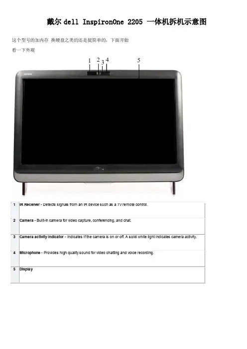 戴尔dell InspironOne 2205 一体机拆机示意图