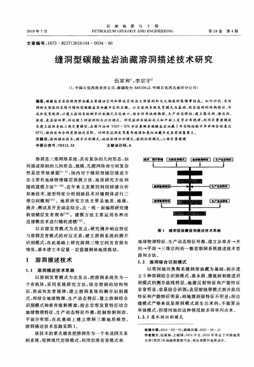 缝洞型碳酸盐岩油藏溶洞描述技术研究