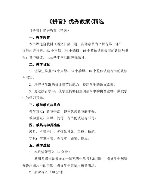 《拼音》优秀教案(精选