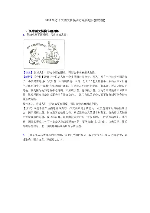 2020高考语文图文转换训练经典题目(附答案)