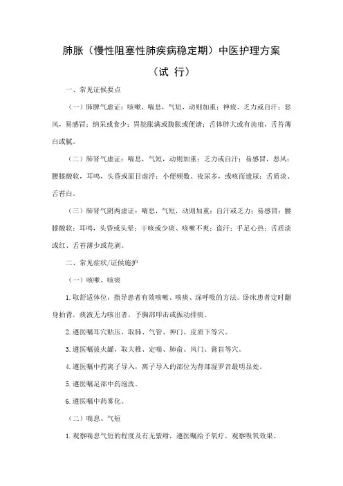 肺胀中医护理方案