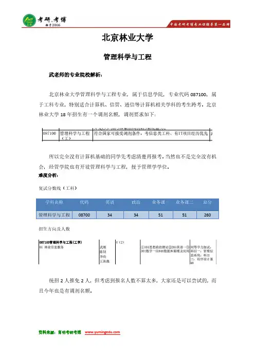 19考研 北京林业大学-管理科学与工程专业院校解析 参考书 大纲 分数线 真题