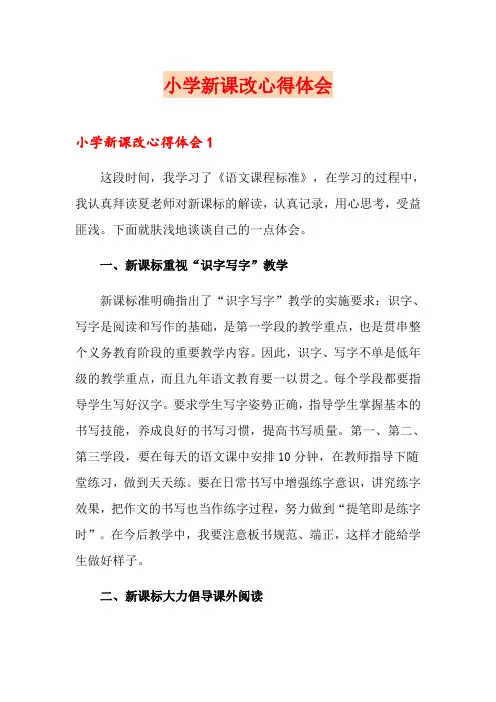 小学新课改心得体会
