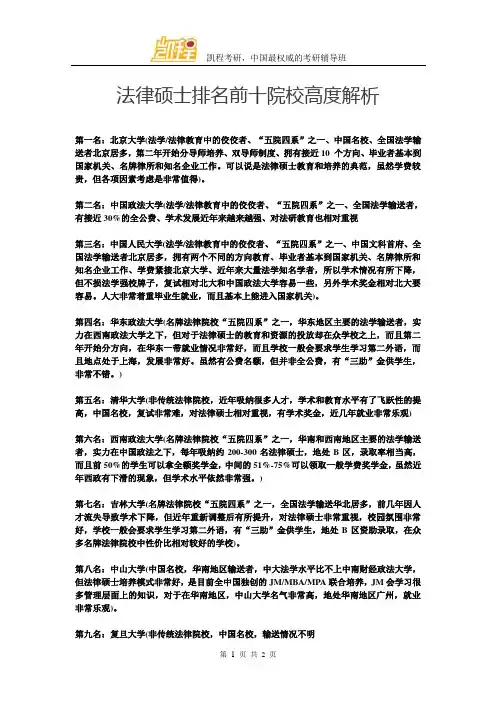 法硕排名前十院校高度解析