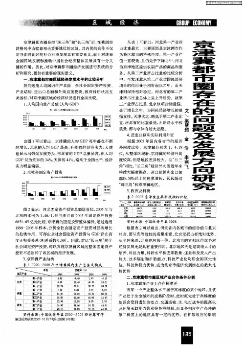 京津冀都市圈存在的问题及发展方向研究