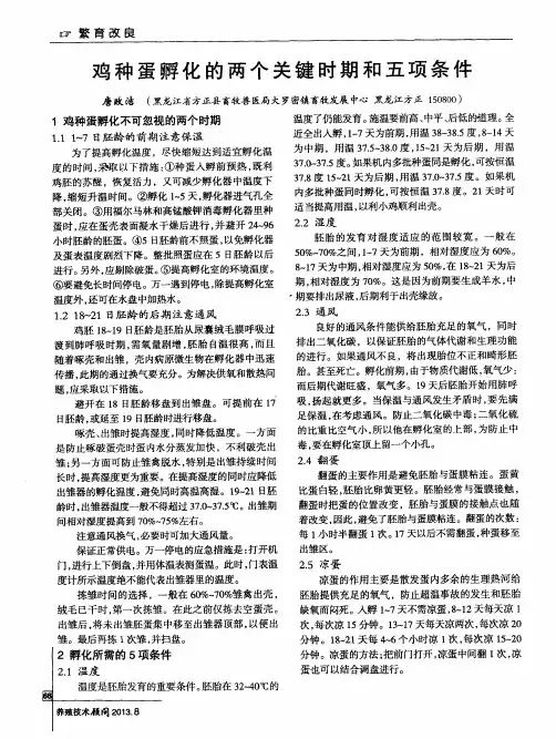 鸡种蛋孵化的两个关键时期和五项条件