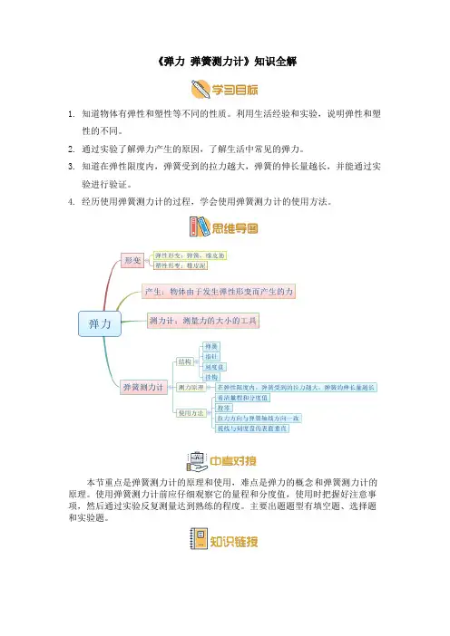 教科版八年级物理下册《弹力 弹簧测力计》知识全解