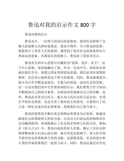 鲁迅对我的启示作文800字